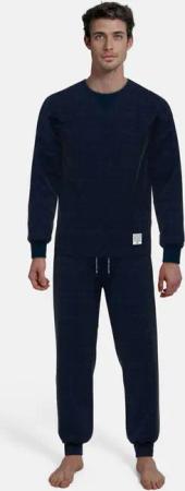 TOM TAILOR Schlafanzug Rhodos (2 tlg) Langarm, lange Hose, Rundhalsausschnitt, basic, Baumwollmix