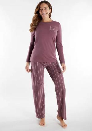 TOM TAILOR Schlafanzug Sitia (2 tlg) Langarm, Rundhalsausschnitt, mit Muster, basic, Baumwollmix