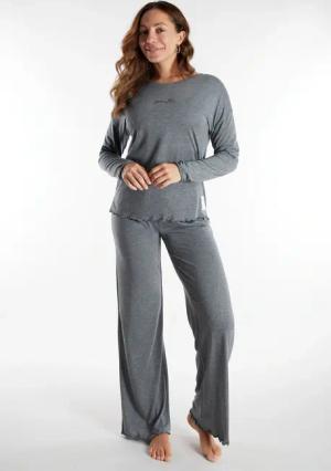 TOM TAILOR Schlafanzug "Xanthi" 2 tlg. mit langen Ärmeln, leicht meliert, Rundhalsausschnitt