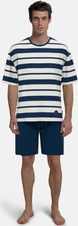 TOM TAILOR Shorty "Kilkenny" 2 tlg. Streifendesign, Kurzarm, Rundhalsausschnitt, kurze Hose, weich