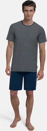 TOM TAILOR Shorty Longford (2 tlg) Streifendesign, Kurzarm, Rundhalsausschnitt, kurze Hose, Baumwollmix