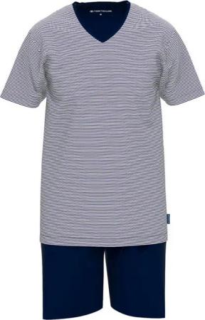 TOM TAILOR Shorty Nevada (2 tlg) Streifendesign, Kurzarm, V-Ausschnitt, kurze Hose