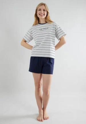 TOM TAILOR Shorty Zaria (2 tlg) Streifendesign, Kurzarm, Rundhalsausschnitt, kurze Hose, Baumwollmix
