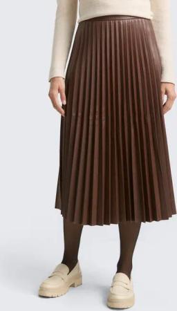 TOM TAILOR Sommerrock Röcke Plissee Midi-Rock in Lederoptik