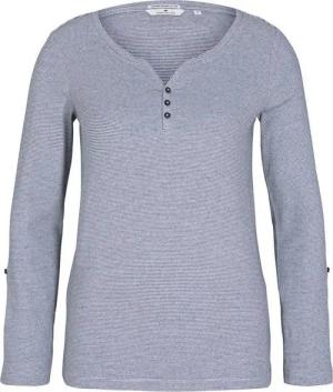 TOM TAILOR T-Shirt Gestreiftes Langarm mit Henley T-Shirt stripe henley