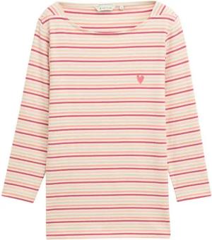 TOM TAILOR T-Shirt Gestreiftes mit Herz-Logo auf der Brust Langarmshirt mit Streifenmuster
