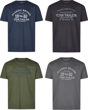 TOM TAILOR T-Shirt Herren Printshirt Regular Fit (Vorteilspack, 4-tlg) Kurzarm Tee Shirt mit Rundhalsausschnitt aus 100% Baumwolle
