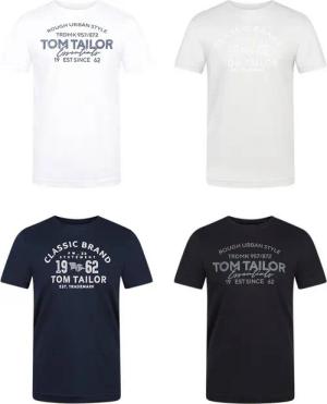 TOM TAILOR T-Shirt Herren Printshirt Regular Fit (Vorteilspack, 4-tlg) Kurzarm Tee Shirt mit Rundhalsausschnitt aus 100% Baumwolle
