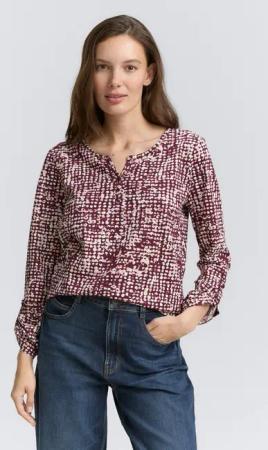 TOM TAILOR T-Shirt T-Shirt Henley Blusenshirt mit Muster