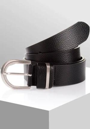 TOM TAILOR "TTSANDRA" 3,5 cm breiter Damengürtel, genarbte Oberfläche, Schließe silberfarben