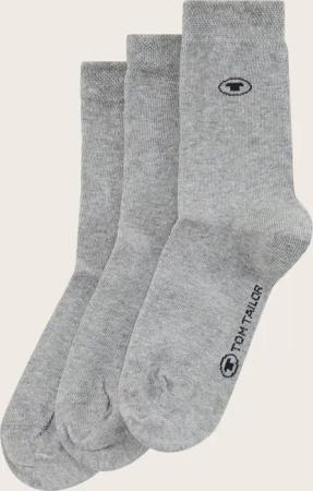 TOM TAILOR Unisex Socken im 3er-Pack, grau, Print, Gr. 23-26
