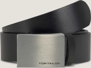 TOM TAILOR Unisex TTLUIGI Ledergürtel mit Koppelschließe, schwarz, Logo Print, Gr. 70