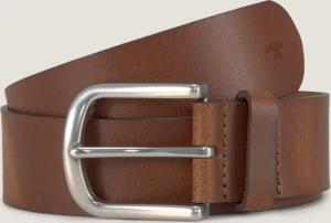 TOM TAILOR Unisex TTMARIO Ledergürtel mit abgerundeter Dornschließe, braun, Logo Print, Gr. 65