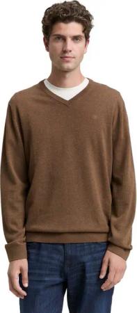 TOM TAILOR V-Ausschnitt-Pullover mit kleiner Logo-Stickerei