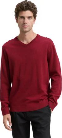 TOM TAILOR V-Ausschnitt-Pullover mit kleiner Logo-Stickerei