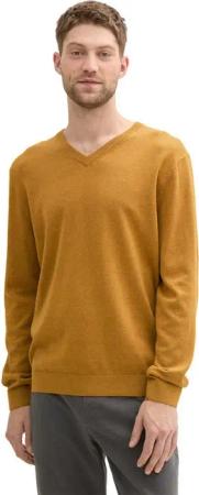 TOM TAILOR V-Ausschnitt-Pullover mit kleiner Logo-Stickerei