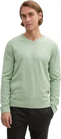 TOM TAILOR V-Ausschnitt-Pullover mit kleiner Logo-Stickerei