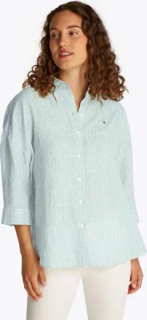 Tommy Hilfiger 3/4-Arm-Shirt ESS LINEN LOOSE 3-4 SLEEVE SHIRT mit 3/4-Ärmel, Logostickerei,kühlendes Premium Leinen