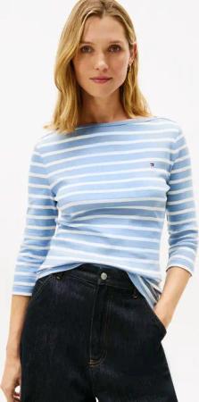 Tommy Hilfiger 3/4-Arm-Shirt NEW CODY BOAT-NECK Baumwolle, U-Boot-Ausschnitt, Slim Fit