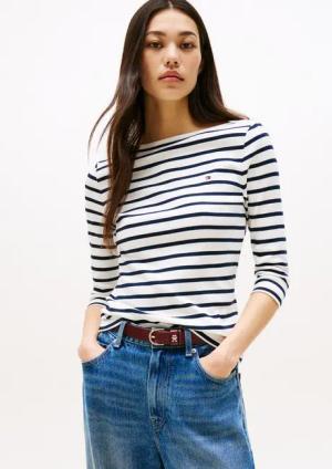 Tommy Hilfiger 3/4-Arm-Shirt NEW CODY BOAT-NECK Baumwolle, U-Boot-Ausschnitt, Slim Fit