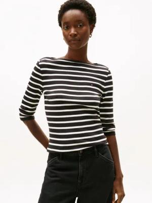 Tommy Hilfiger 3/4-Arm-Shirt NEW CODY BOAT-NECK Baumwolle, U-Boot-Ausschnitt, Slim Fit