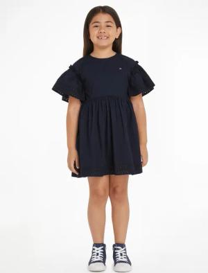 Tommy Hilfiger A-Linien-Kleid "BRODERIE ANGLAISE DRESS SS" Kinder bis 16 Jahre mit Logostickerei