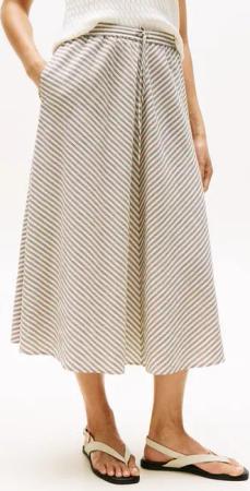 Tommy Hilfiger A-Linien-Rock CRINKLE VISCOSE MIX MIDI SKIRT mit Streifenmuster, mit Tunnelzug am Bund