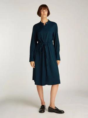 Tommy Hilfiger Blusenkleid SOFT VIS COLARLESS SHIRT DRESS mit Bindeband