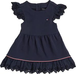 Tommy Hilfiger "BRODERIE ANGLAISE DRESS SS" Ohne Taschen mit Logo-Kontrastband, mit Logostickerei
