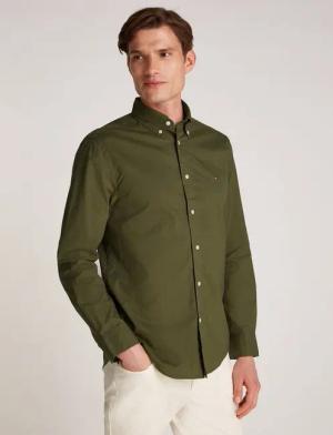 Tommy Hilfiger Businesshemd FLEX POPLIN SOLID Regular Fit SHIRT mit Button-down und Rückenfalte unifarben, klassisch, regular fit, Baumwolle, Kragen
