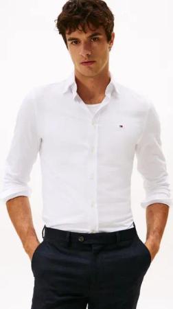 Tommy Hilfiger Businesshemd PERFORMANCE INTERLOCK elastisches Slim Fit mit Button-Down-Kragen