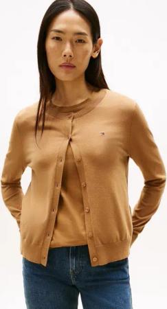 Tommy Hilfiger Cardigan CO JERSEY STITCH CARDIGAN Baumwollmischung, regular fit, Rundhals, goldfarbene Knöpfe