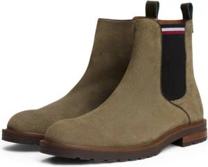 Tommy Hilfiger CLEATED HILFIGER SUEDE CHELSEA Chelseaboots Blockabsatz, Stiefelette, Businessschuh in schmaler Form