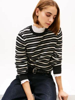 Tommy Hilfiger "CO CABLE C-NK LS SWEATER" Baumwolle, mit Zopfmuster