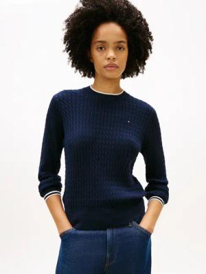 Tommy Hilfiger "CO CABLE C-NK LS SWEATER" Baumwolle, mit Zopfmuster