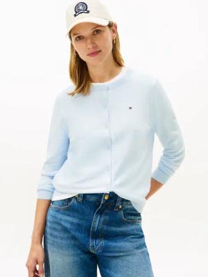 Tommy Hilfiger "CO JERSEY STITCH CARDIGAN" Baumwollmischung, regular fit, Rundhals, goldfarbene Knöpfe