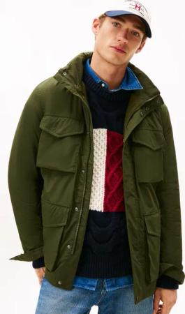 Tommy Hilfiger Fieldjacket "LW PACKABLE" mit Kapuze im Kragen verstaubare Kapuze, normale Passform