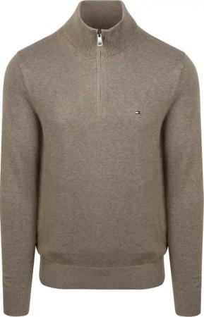 Tommy Hilfiger Half Zip Pullover Taupe - Größe M