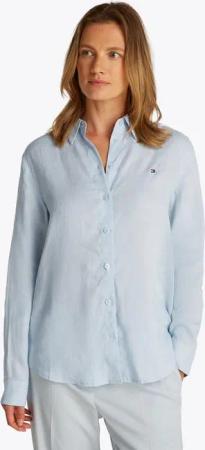 Tommy Hilfiger Hemdbluse ESS LINEN RELAXED SHIRT mit Logostickerei,kühlendes Premium Leinen