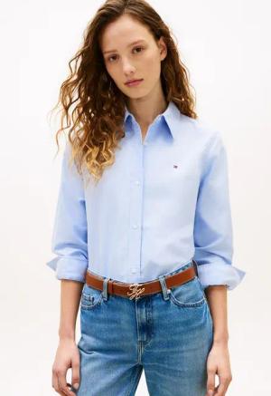 Tommy Hilfiger Hemdbluse OXFORD RELAXED FIT SHIRT mit Hemdblusenkragen und Stickerei Baumwolle, relaxed fit