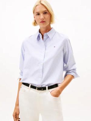 Tommy Hilfiger Hemdbluse "OXFORD RELAXED FIT SHIRT mit Hemdblusenkragen und Stickerei" Baumwolle, relaxed fit