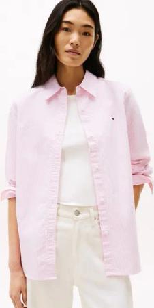 Tommy Hilfiger Hemdbluse OXFORD RELAXED FIT SHIRT mit Hemdblusenkragen und Stickerei Baumwolle, relaxed fit