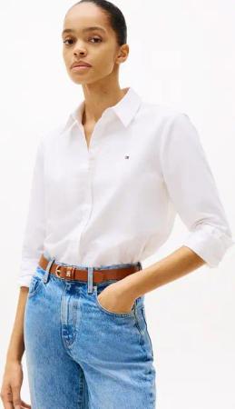 Tommy Hilfiger Hemdbluse OXFORD RELAXED FIT SHIRT mit Hemdblusenkragen und Stickerei Baumwolle, relaxed fit