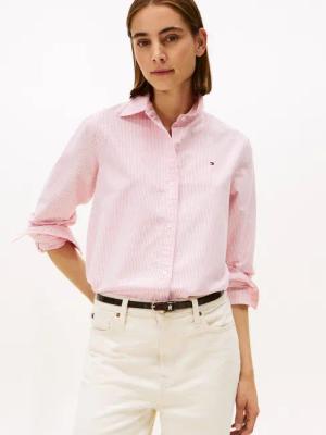 Tommy Hilfiger Hemdbluse OXFORD RELAXED FIT SHIRT mit Hemdblusenkragen und Stickerei Baumwolle, relaxed fit