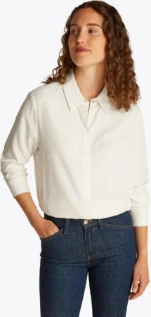 Tommy Hilfiger Hemdbluse SOFT VISCOSE REGULAR LS SHIRT in Unifarbe, mit Metalllabel
