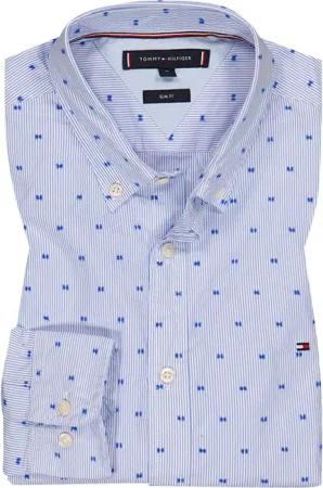 Tommy Hilfiger Herren Hemd blau gemustert Slim Fit