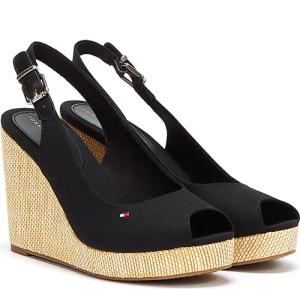 Tommy Hilfiger Iconic Elena Sling Back Womens Schwarz Keil Sandalen