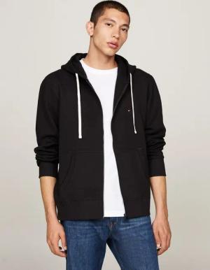 Tommy Hilfiger Kapuzensweatjacke ESSENTIAL FLEECE ZIP THROUGH kleine Logostickerei