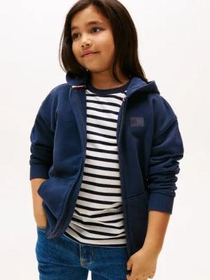 Tommy Hilfiger Kapuzensweatjacke TONAL FLAG EMB ZIP HOODIE für Kinder bis 16 Jahre, mit Kapuze