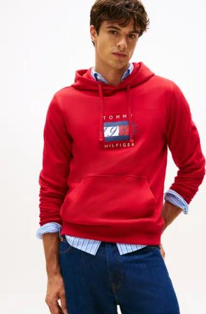 Tommy Hilfiger Kapuzensweatshirt "LINEAR FLAG GRAPHIC", Regular Fit, Hoodie, Kapuze mit Tunnelzug